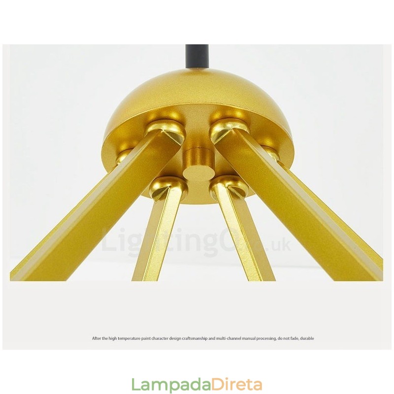 Lustre de teto moderno e contemporâneo de 6 luzes estilo nórdico com cúpula de vidro esférico preto e branco