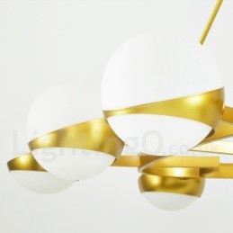 9 Luzes de Teto Modernas Contemporâneas Estilo Nórdico Lustre de Cobre com Sombra de Vidro Bola Dourada e Branca