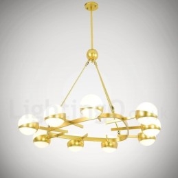 9 Luzes de Teto Modernas Contemporâneas Estilo Nórdico Lustre de Cobre com Sombra de Vidro Bola Dourada e Branca