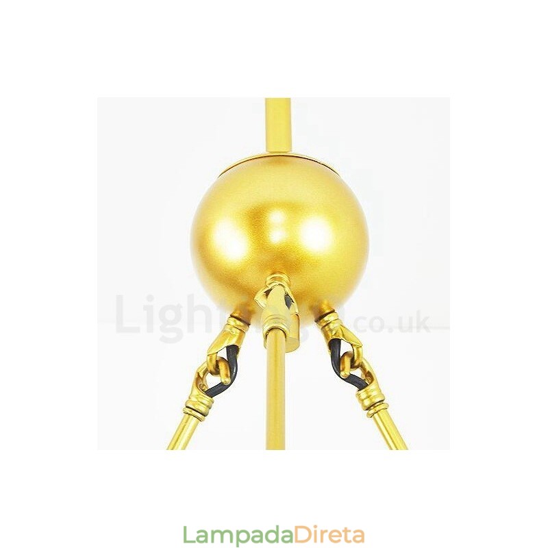9 Luzes de Teto Modernas Contemporâneas Estilo Nórdico Lustre de Cobre com Sombra de Vidro Bola Dourada e Branca