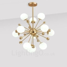 11 Luzes de Teto Contemporâneas Modernas Lustre de Cobre com Sombra de Vidro Bola Branca