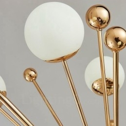 11 Luzes de Teto Contemporâneas Modernas Lustre de Cobre com Sombra de Vidro Bola Branca