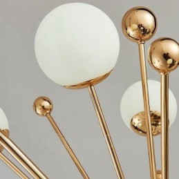 12 Luzes de Teto Contemporâneas Modernas Lustre de Cobre com Sombra de Vidro Bola Branca