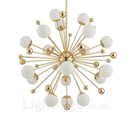 18 Luzes de Teto Contemporâneas Modernas Lustre de Cobre com Sombra de Vidro Bola Branca