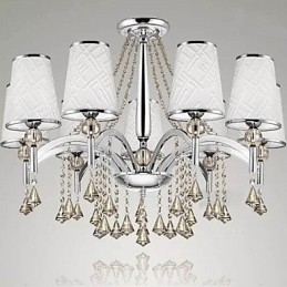 Lustre moderno contemporâneo de cristal cromado em metal