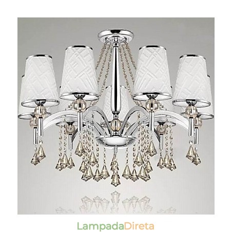 Lustre moderno contemporâneo de cristal cromado em metal Lustre moderno contemporâneo de cristal cromado em metal