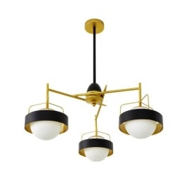 3 Luzes de Teto Contemporâneas Modernas Lustre de Cobre com Sombra de Vidro Bola Branca e Preta