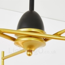 3 Luzes de Teto Contemporâneas Modernas Lustre de Cobre com Sombra de Vidro Bola Branca e Preta