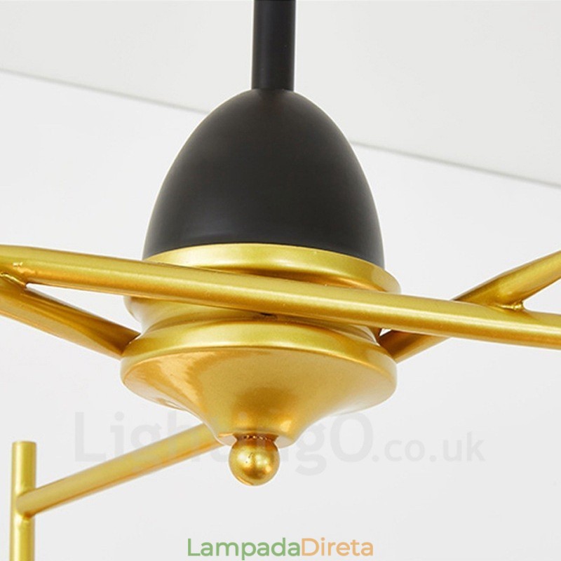 3 Luzes de Teto Contemporâneas Modernas Lustre de Cobre com Sombra de Vidro Bola Branca e Preta