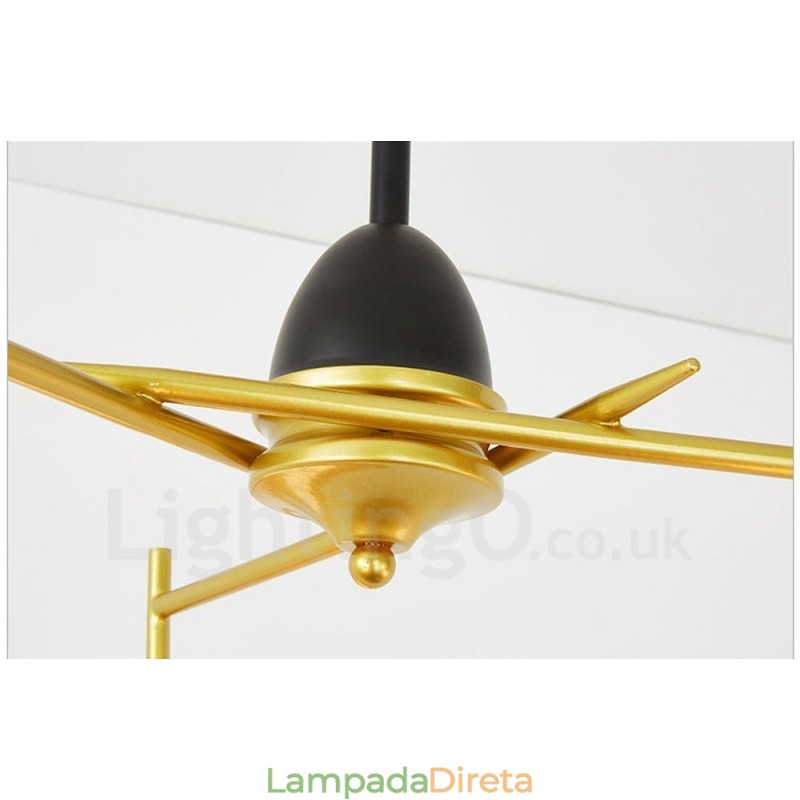 3 Luzes de Teto Contemporâneas Modernas Lustre de Cobre com Sombra de Vidro Bola Branca e Preta