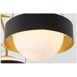 3 Luzes de Teto Contemporâneas Modernas Lustre de Cobre com Sombra de Vidro Bola Branca e Preta