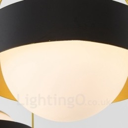 3 Luzes de Teto Contemporâneas Modernas Lustre de Cobre com Sombra de Vidro Bola Branca e Preta