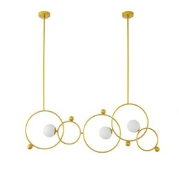 3 Luzes de Teto Contemporâneas Modernas Lustre de Cobre com Sombra de Vidro Bola Branca