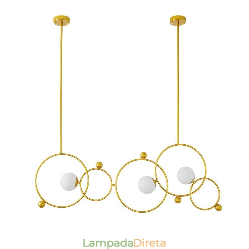 3 Luzes de Teto Contemporâneas Modernas Lustre de Cobre com Sombra de Vidro Bola Branca