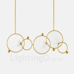 3 Luzes de Teto Contemporâneas Modernas Lustre de Cobre com Sombra de Vidro Bola Branca