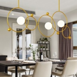 3 Luzes de Teto Contemporâneas Modernas Lustre de Cobre com Sombra de Vidro Bola Branca
