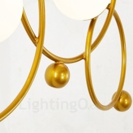 3 Luzes de Teto Contemporâneas Modernas Lustre de Cobre com Sombra de Vidro Bola Branca