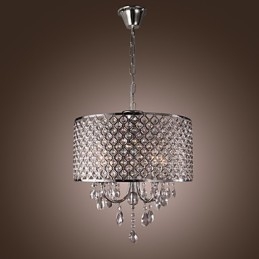 Lustre de cristal cromado clássico tradicional em metal