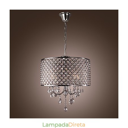 Lustre de cristal cromado clássico tradicional em metal Lustre de cristal cromado clássico tradicional em metal