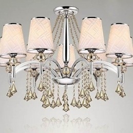 Lustre moderno contemporâneo de cristal cromado em metal