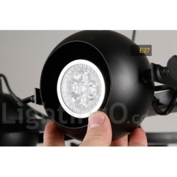 Luminária pendente de ferro preto retrô vintage de 6 luzes com abajures de bola de ferro preto