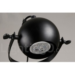Luminária pendente de ferro preto retrô vintage de 6 luzes com abajures de bola de ferro preto