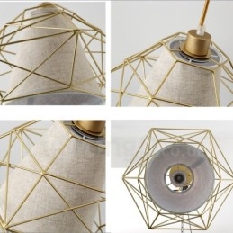1 luz retrô vintage preto ferro pingente luz com cortinas de tecido