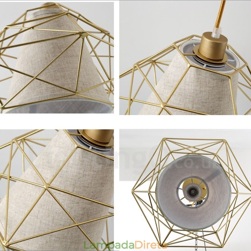 1 luz retrô vintage preto ferro pingente luz com cortinas de tecido