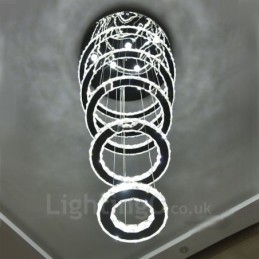 Regulável Wi Fi Smart Três Cores de Fonte de Luz 5 Anéis Moderno Cristal Teto Pendente Luz Lustre Interno