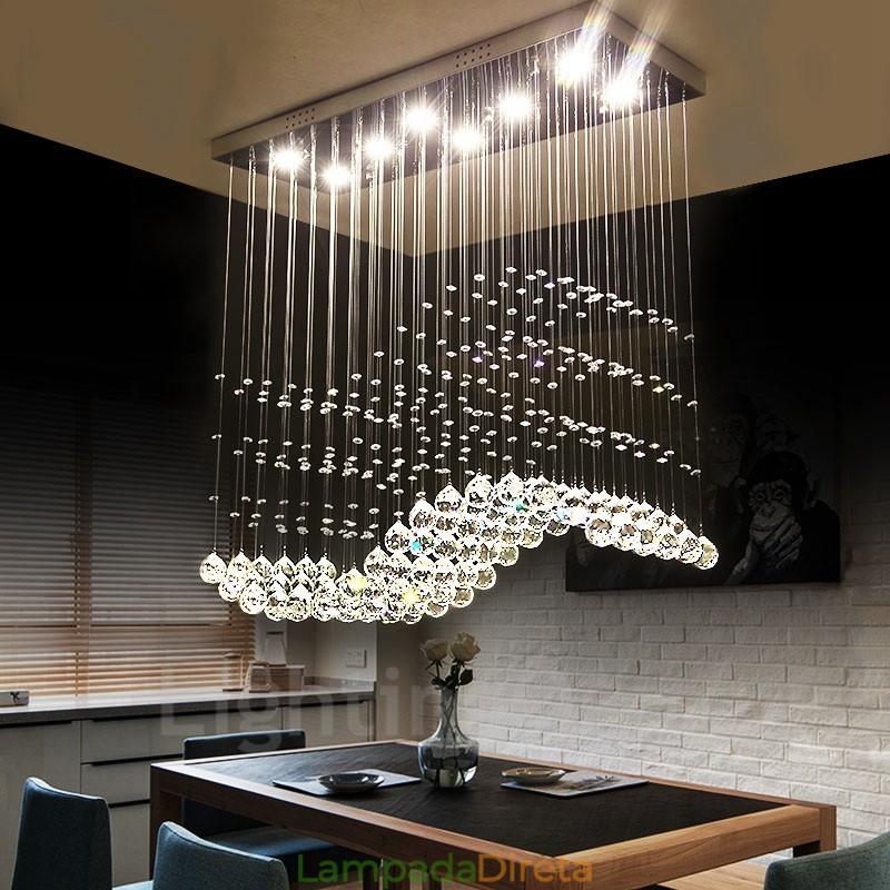 Luminária pendente de cristal moderna para teto, lustre interno, luminárias e acessórios
