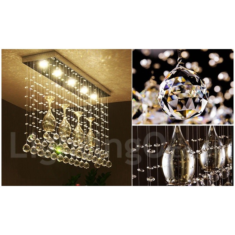 5 luzes modernas de cristal pingente de teto luz lustre interno lâmpadas de iluminação luminária