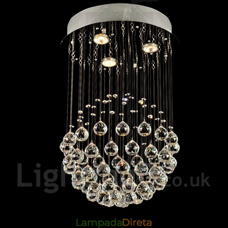 3 Luzes Modernas de Cristal Pendente de Teto Lustre Interno Luminárias Luminárias Luminárias