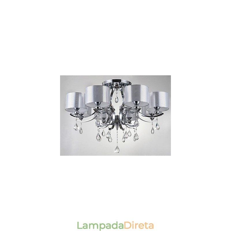 Lustre moderno de cristal K9 8 luzes