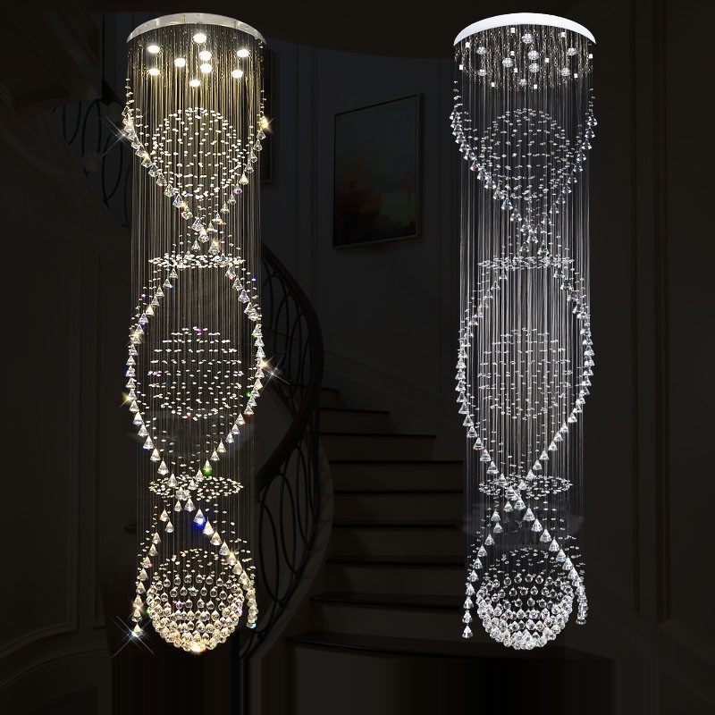 Comprimento extra 5 metros moderno cristal teto pingente luz interior lustre iluminação lâmpadas luminárias