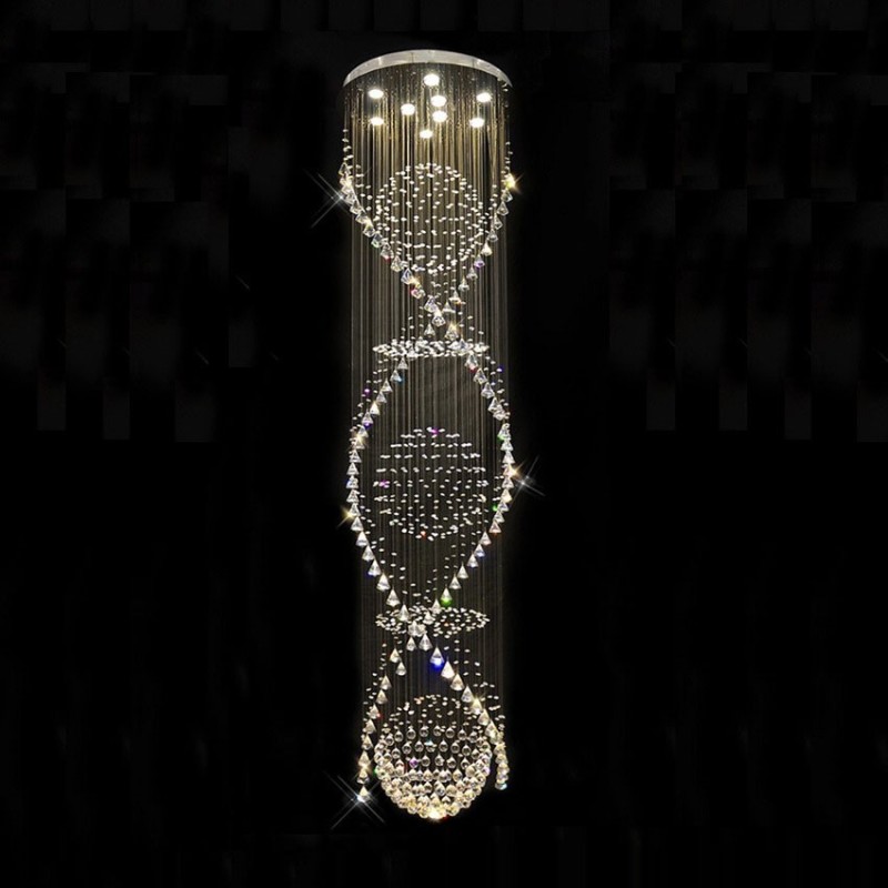 Comprimento extra 5 metros moderno cristal teto pingente luz interior lustre iluminação lâmpadas luminárias