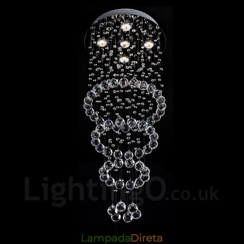 5 luzes modernas de cristal pingente de teto luz lustre interno lâmpadas de iluminação luminárias