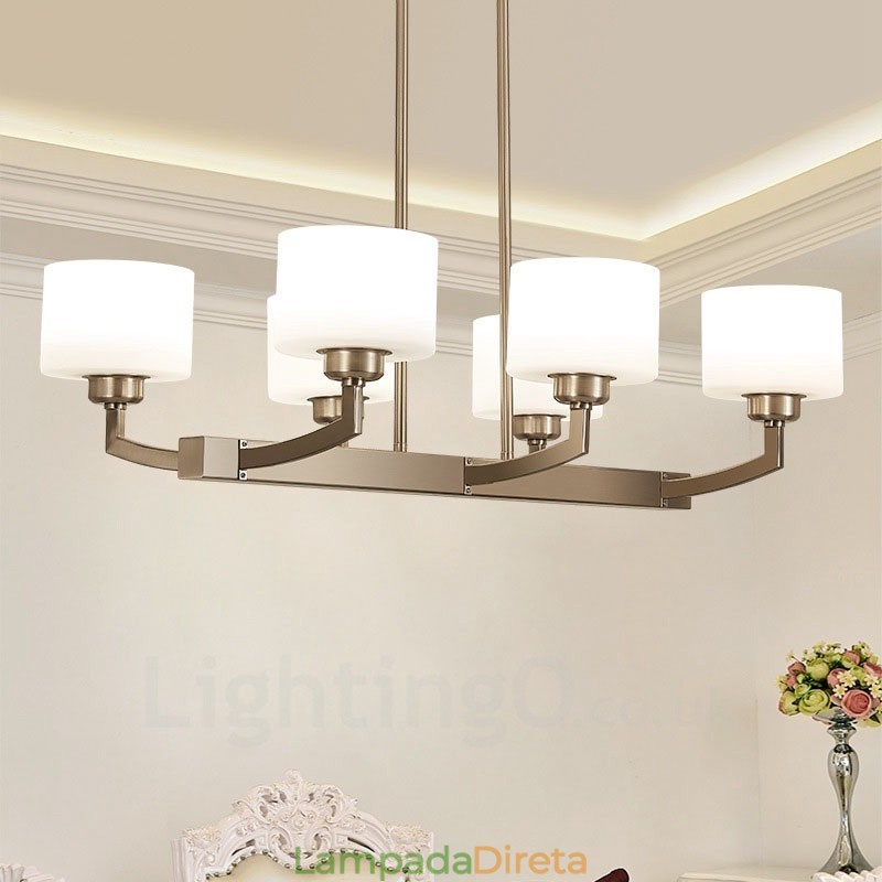 6 luzes modernas cromadas pendentes lustre interno luminárias suspensas para casa luminárias com cúpulas de vidro