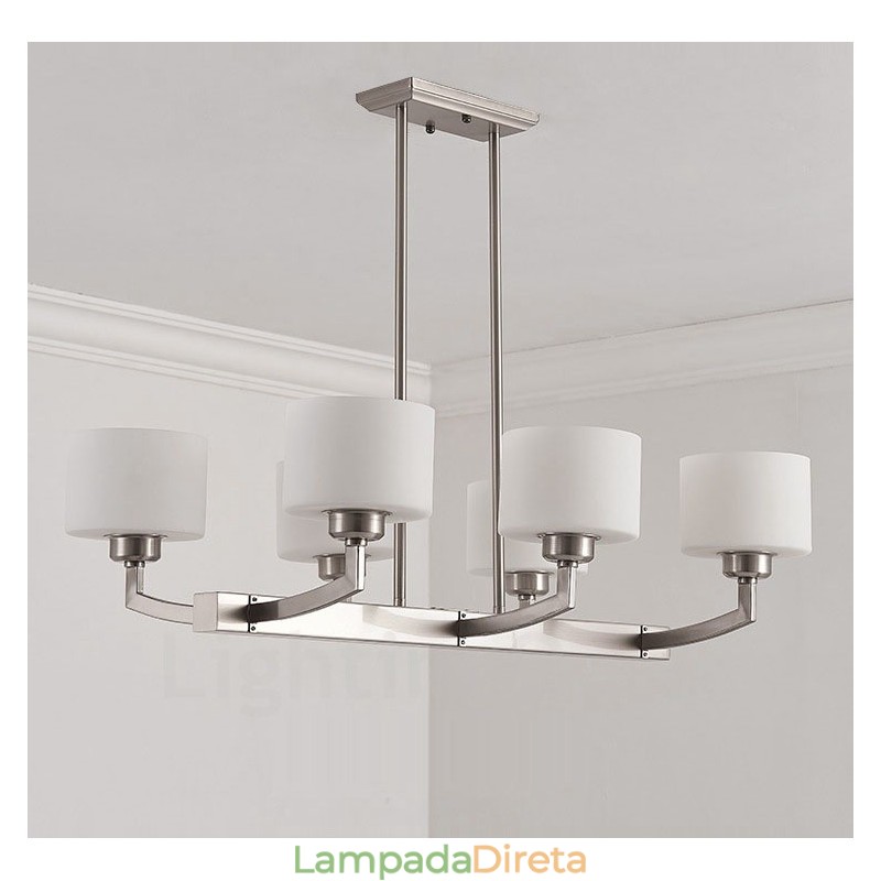 6 luzes modernas cromadas pendentes lustre interno luminárias suspensas para casa luminárias com cúpulas de vidro