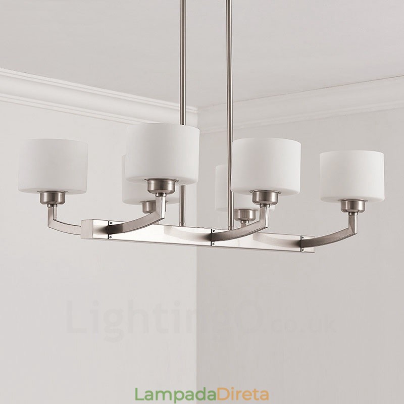 6 luzes modernas cromadas pendentes lustre interno luminárias suspensas para casa luminárias com cúpulas de vidro