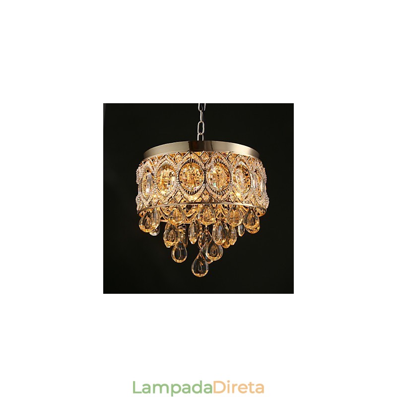 Lustre de Cristal Champagne Romântico Dourado