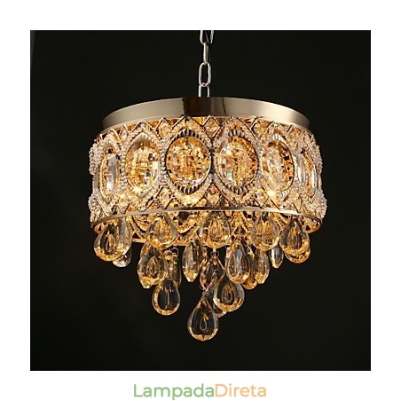 Lustre de Cristal Champagne Romântico Dourado Lustre de Cristal Champagne Romântico Dourado