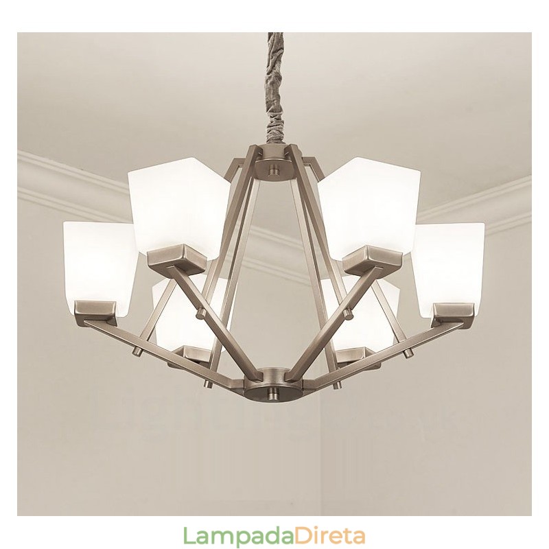 6 luzes cromadas pendentes luz interior lustre moderno casa pendurado iluminação lâmpadas luminárias com tons de vidro