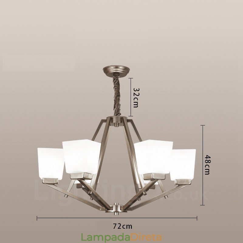 6 luzes cromadas pendentes luz interior lustre moderno casa pendurado iluminação lâmpadas luminárias com tons de vidro