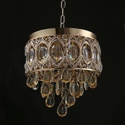 Lustre de Cristal Champagne Romântico Dourado