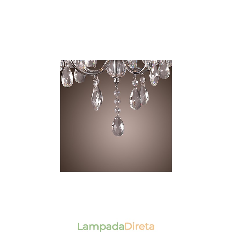 Lustre de cristal cromado clássico tradicional em metal