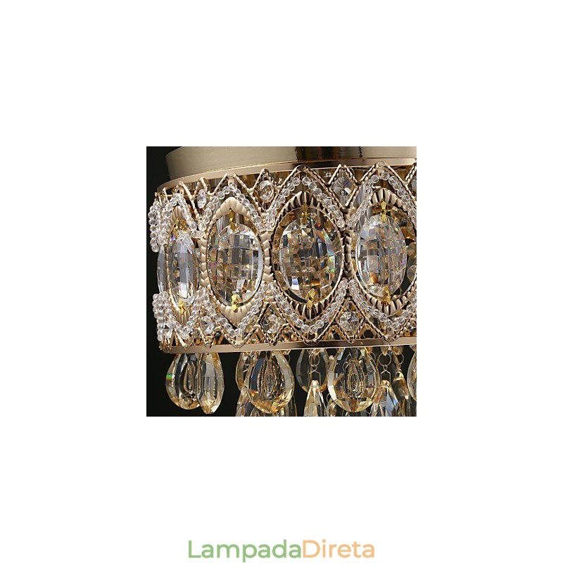Lustre de Cristal Champagne Romântico Dourado