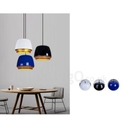 1 luz moderna contemporânea pendente com sombra preta, branca, vermelha e azul