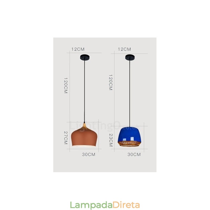 1 luz moderna contemporânea pendente com sombra preta, branca, vermelha e azul