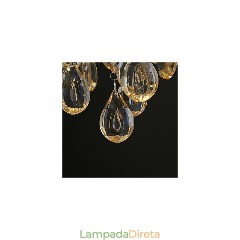 Lustre de Cristal Champagne Romântico Dourado