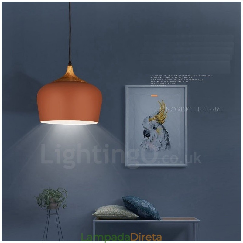 1 Luz Moderna Contemporânea Pendente Luminária Pendente com Sombra Branca Vermelha Azul